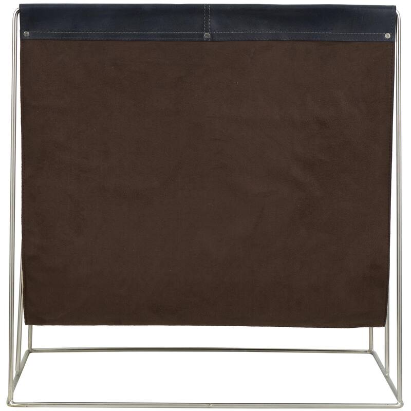 Leather 3 Slot Magazine Holder with Metal Stand - Dark Blue or Brown - Roche River Decor