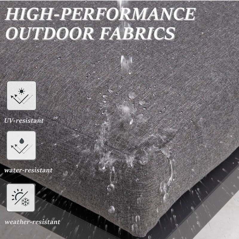 52" Aluminum Patio Loveseat Sofa with Thick Gray Cushions