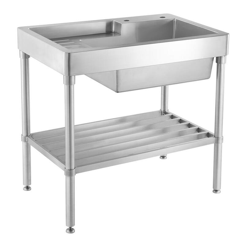 Pearlhaus Stainless Steel Single Bowl, Freestanding Utility Sink with