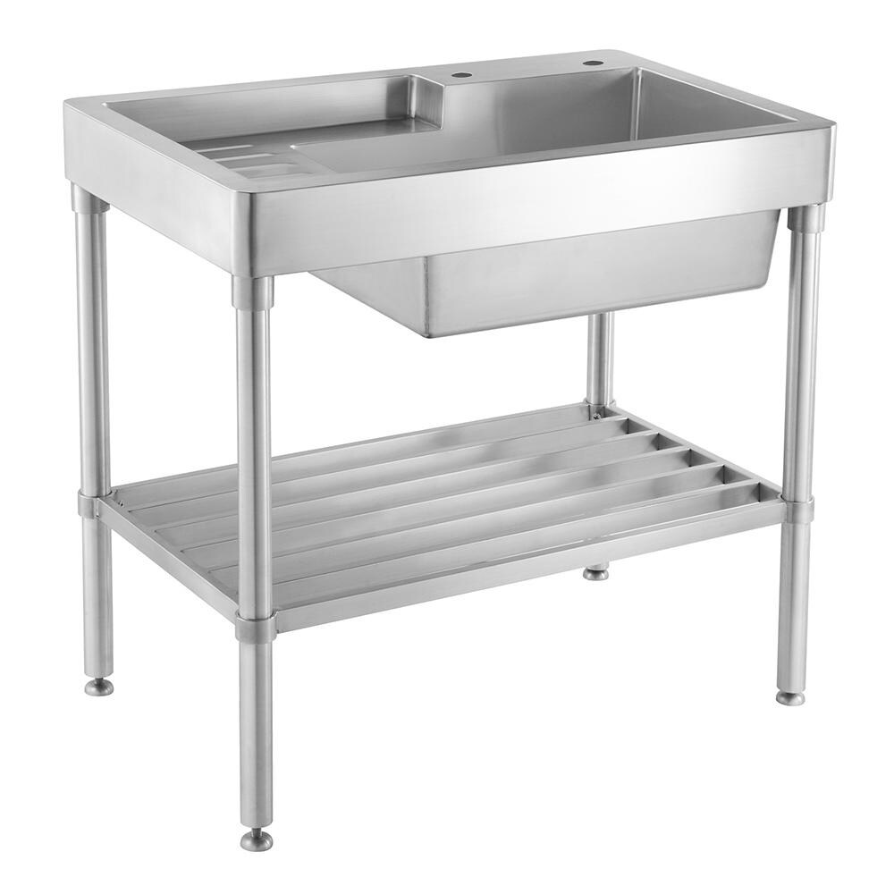 Pearlhaus Stainless Steel Single Bowl Freestanding Utility Sink