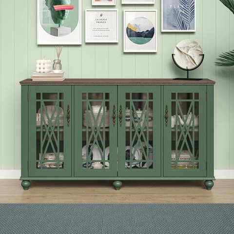 63" Vintage Style Wood Kitchen Accent Buffet Sideboard Cabinet - 63" in Width
