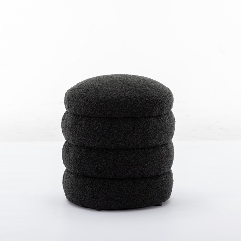 Boucle Round Ottoman Footrest Stool