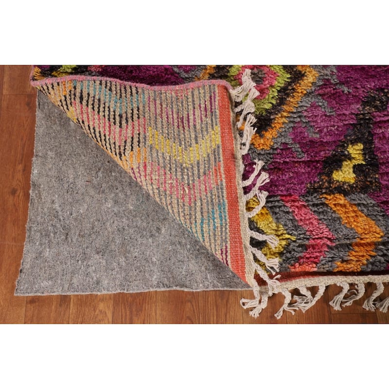 Tribal Plush Moroccan Area Rug Hand-Knotted Wool Carpet - 9'0" x 12'5"