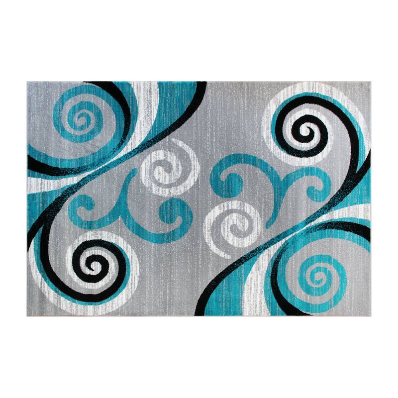 Modern Distressed Swirl Abstract Style Indoor Area Rug