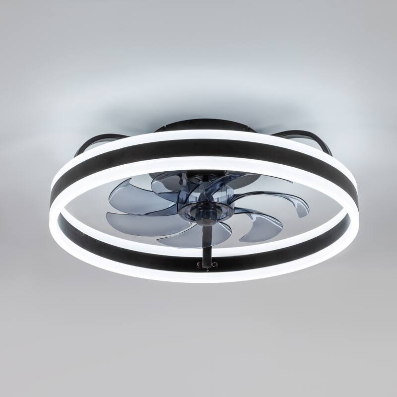 20-in Black Low Profile Ceiling Fan with Remote Control(7-blade)