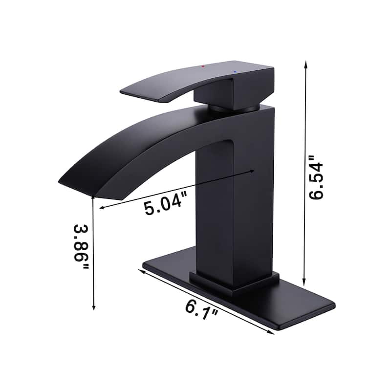 Modland Waterfall Bathroom Faucet Single Hole, CEC/CUPC Certified, with Cover Plate (Brushed Gold/Matte Black)