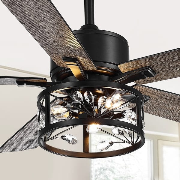 52-In Farmhouse Black Ceiling Fan with Light and Remote - On Sale - Bed ...