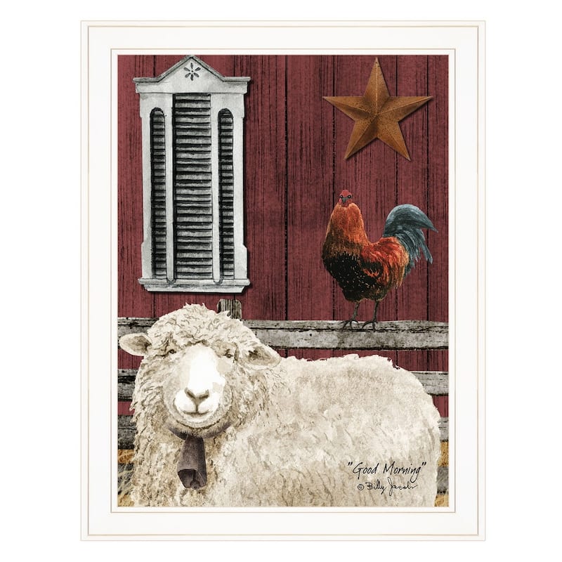 TrendyDecor4U Farmhouse "Good Morning" Framed Print Wall Art by Billy Jacobs