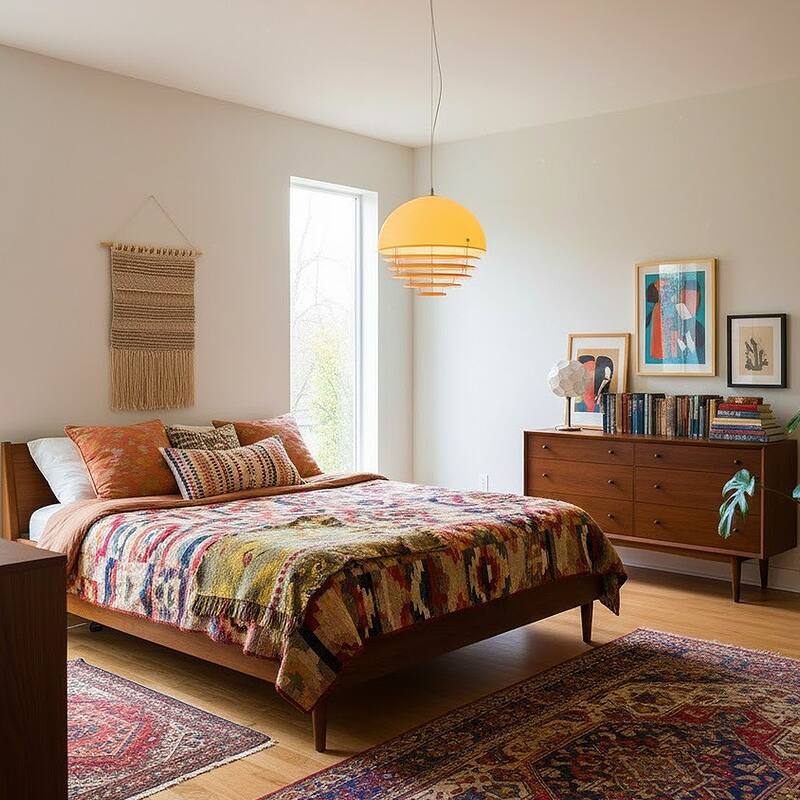 Bauhaus Sunset Ceiling Light Fixture, MCM Chandelier