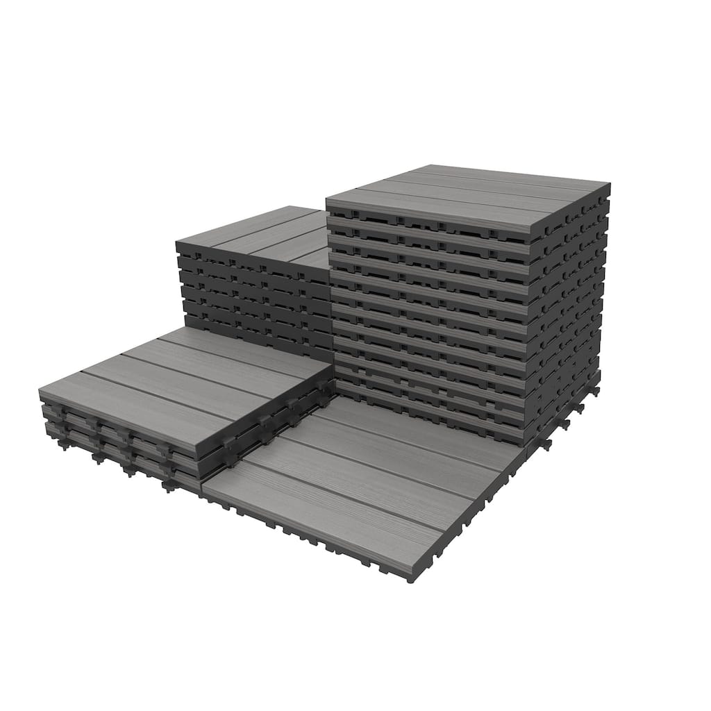 27 Pcs Interlocking Deck Tiles, 12" x 12" HDPE Outdoor Flooring, Deck Tiles Outdoor Waterproof for Deck Garden, All Weather Use