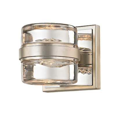 Troy Lighting Splash 1-light Silver Leaf/Polished Chrome Accents LED Bath/Wall Sconce