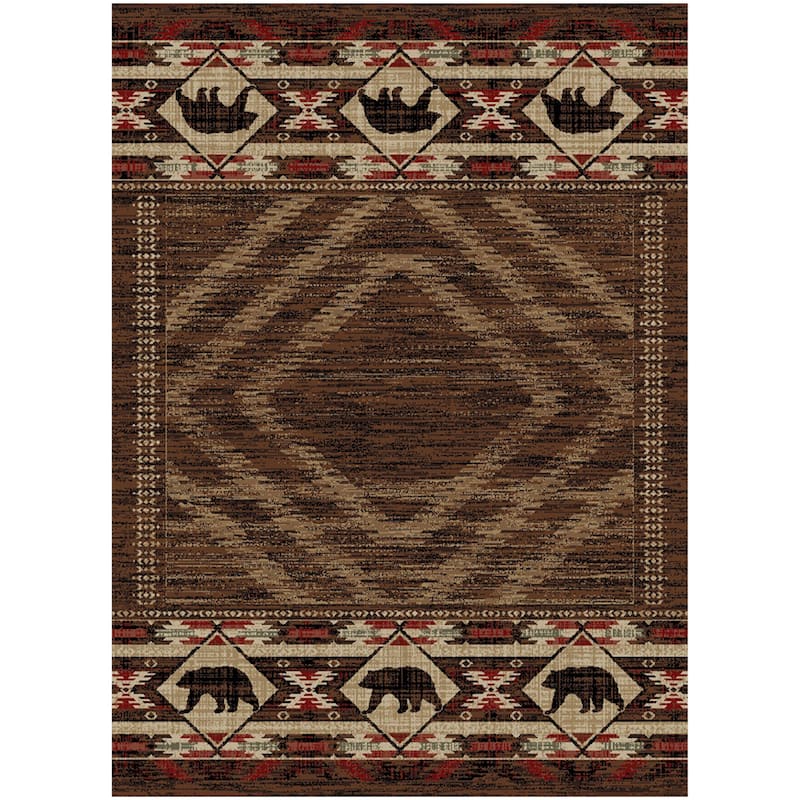 American Destination Hartland Brown Rustic Lodge Area Rug - 2'3"x3'3"