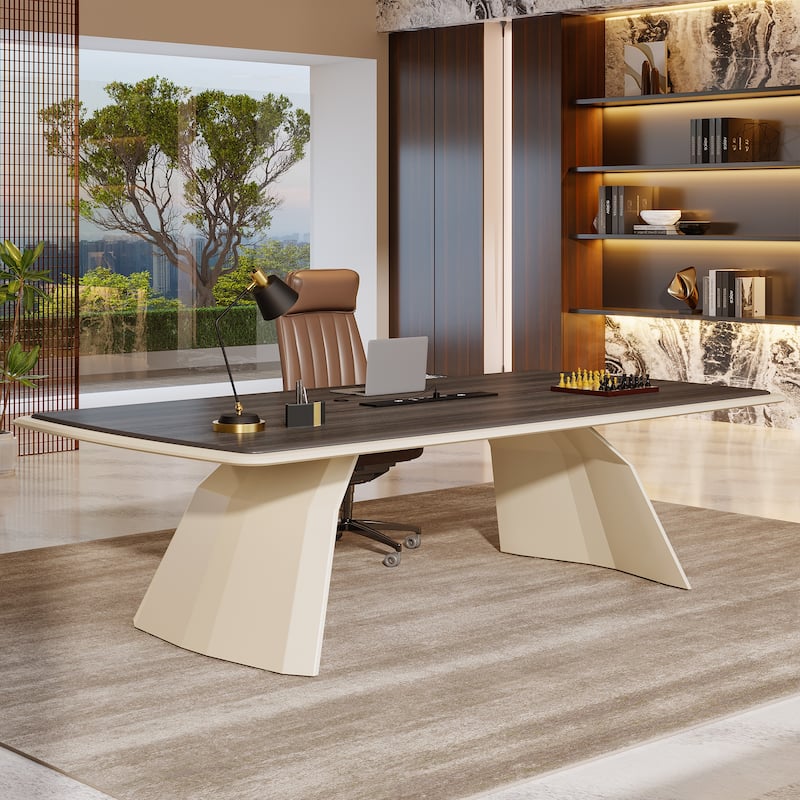 94.4-Inch Luxury Executive Desk With Stainless Steel Base