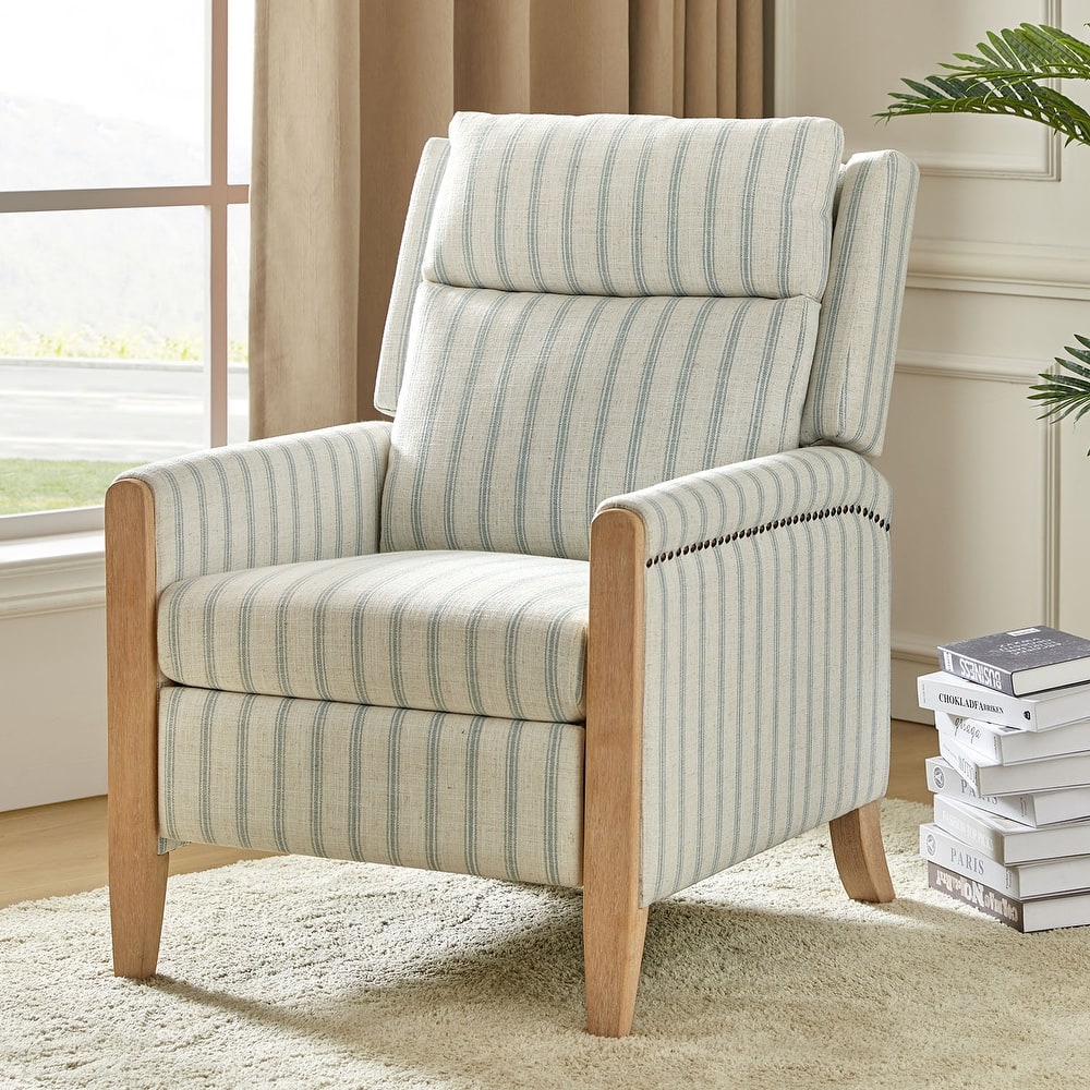 Suares Transitional Nailhead Manual Recliner with Solid Wood Legs by HULALA HOME