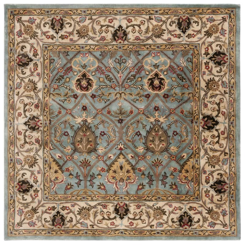 SAFAVIEH Handmade Persian Legend Pietra Traditional Oriental Wool Rug - 6' Square - Grey/Ivory