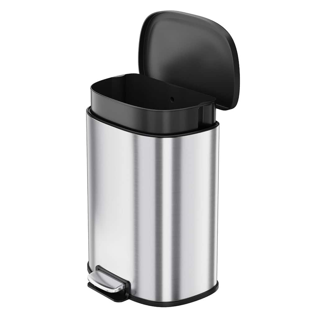 13 Gallon (50L) Stainless Steel Recycle Bin, Garbage Can with Slow-Close Lid