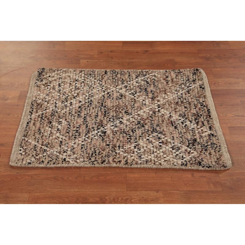 Moroccan Oriental Foyer Rug Handmade Beige Wool Carpet - 2'0"x 3'0"