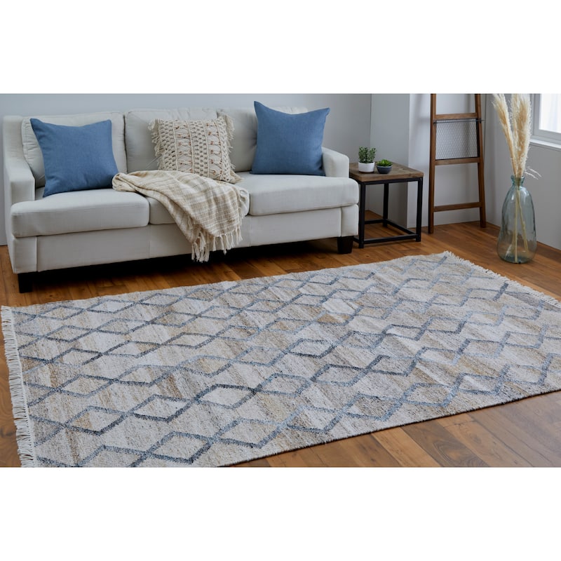 Elstow Transitional PET Yarn Charcoal Gray/Beige Area Rug