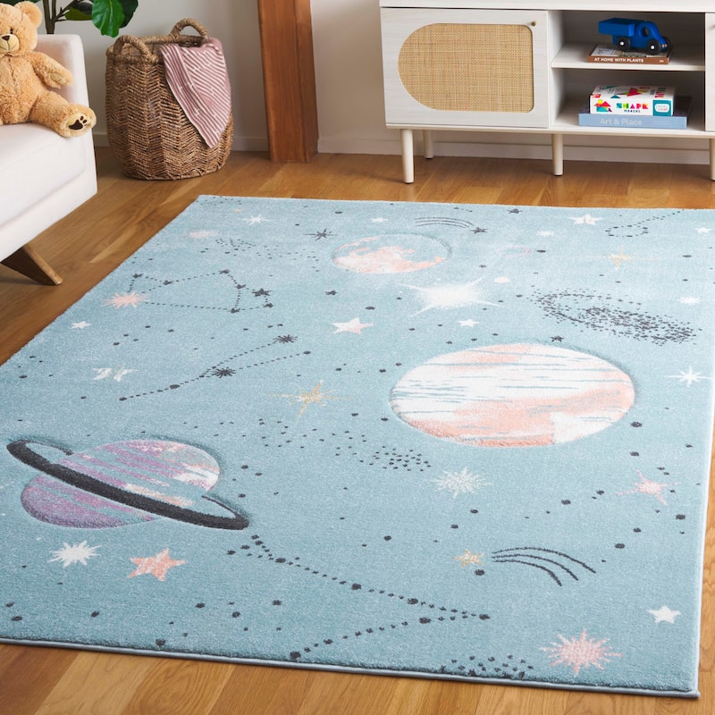 SAFAVIEH Carousel Kids Katre Solar System Rug - 5'3" x 7'6" - Teal/Orange