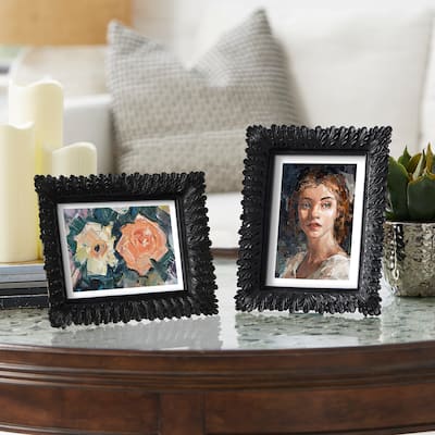 Glitzhome 5x7 Black Resin Wall Hanging or Tabletop Picture Photo Frames Set