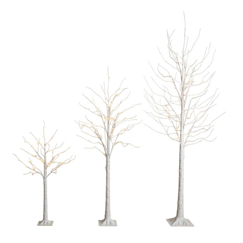 4-ft 6-ft 8-ft Pre-Lit Artificial White Birch Trees with LED Lights