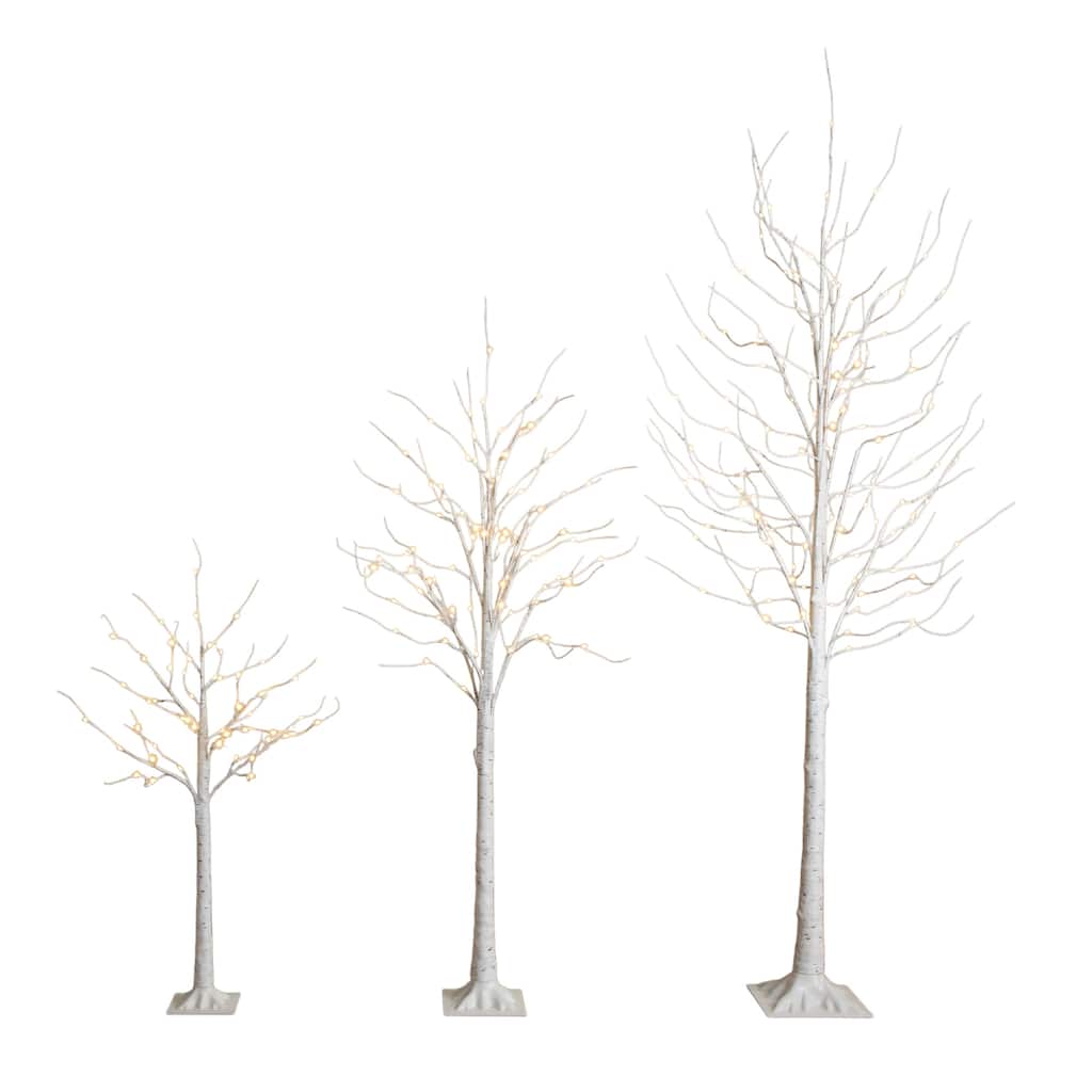 4-ft 6-ft 8-ft Pre-Lit Artificial White Birch Trees with LED Lights