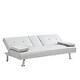 preview thumbnail 3 of 13, Multifunctional Sofa Bed PVC Recliner Chair Bed Futon Chaise Lounge with Console and Cup Holder for Living Room, White