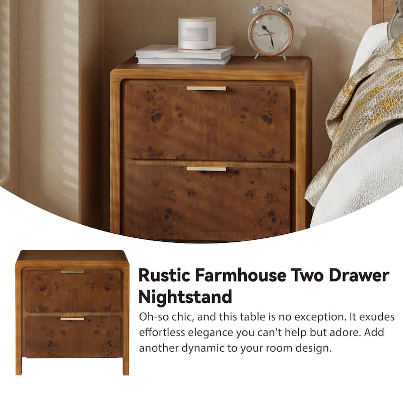 COZAYH Fully-Assembled Farmhouse Nightstand, Rustic Distressed Wood Retro Accent Dresser, Chest of Drawers,Boho