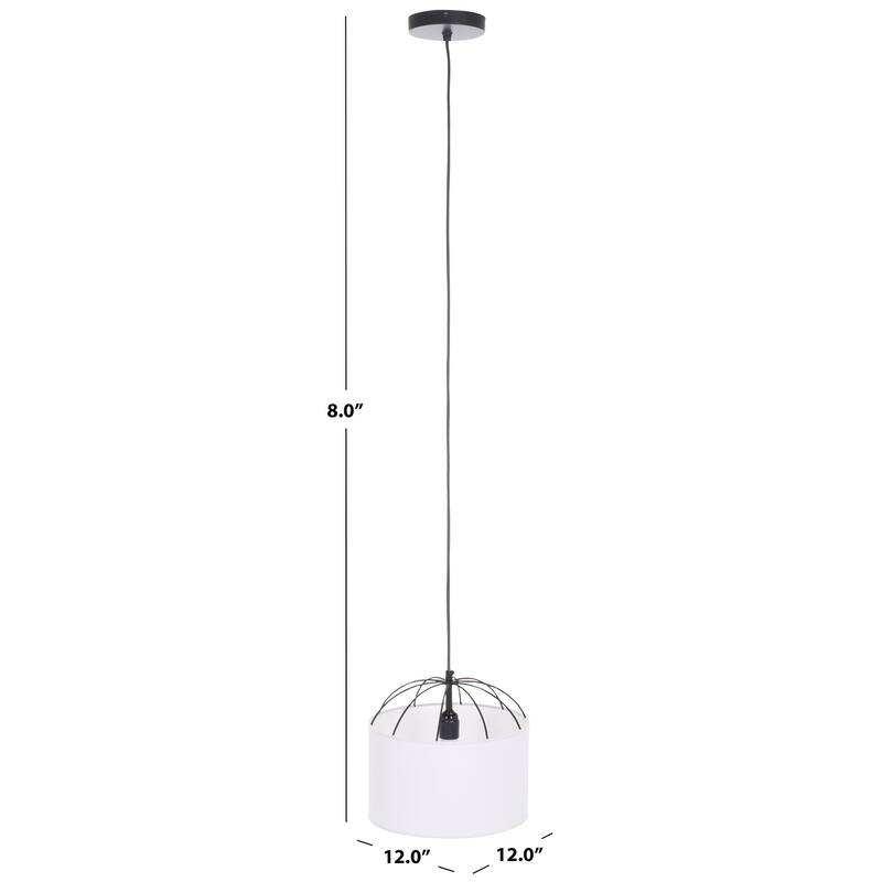 SAFAVIEH Lighting Noomi Pendant Adjustable Pendant Hanging Light Fixture - White/Black - 12"W x 12"D x 8"H