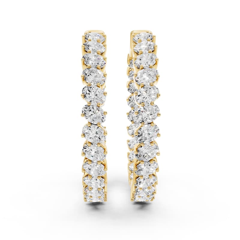 Auriya 14k Gold 4 1/3ctw Oval Hoop Lab Grown Diamond Earrings (F-G VS)