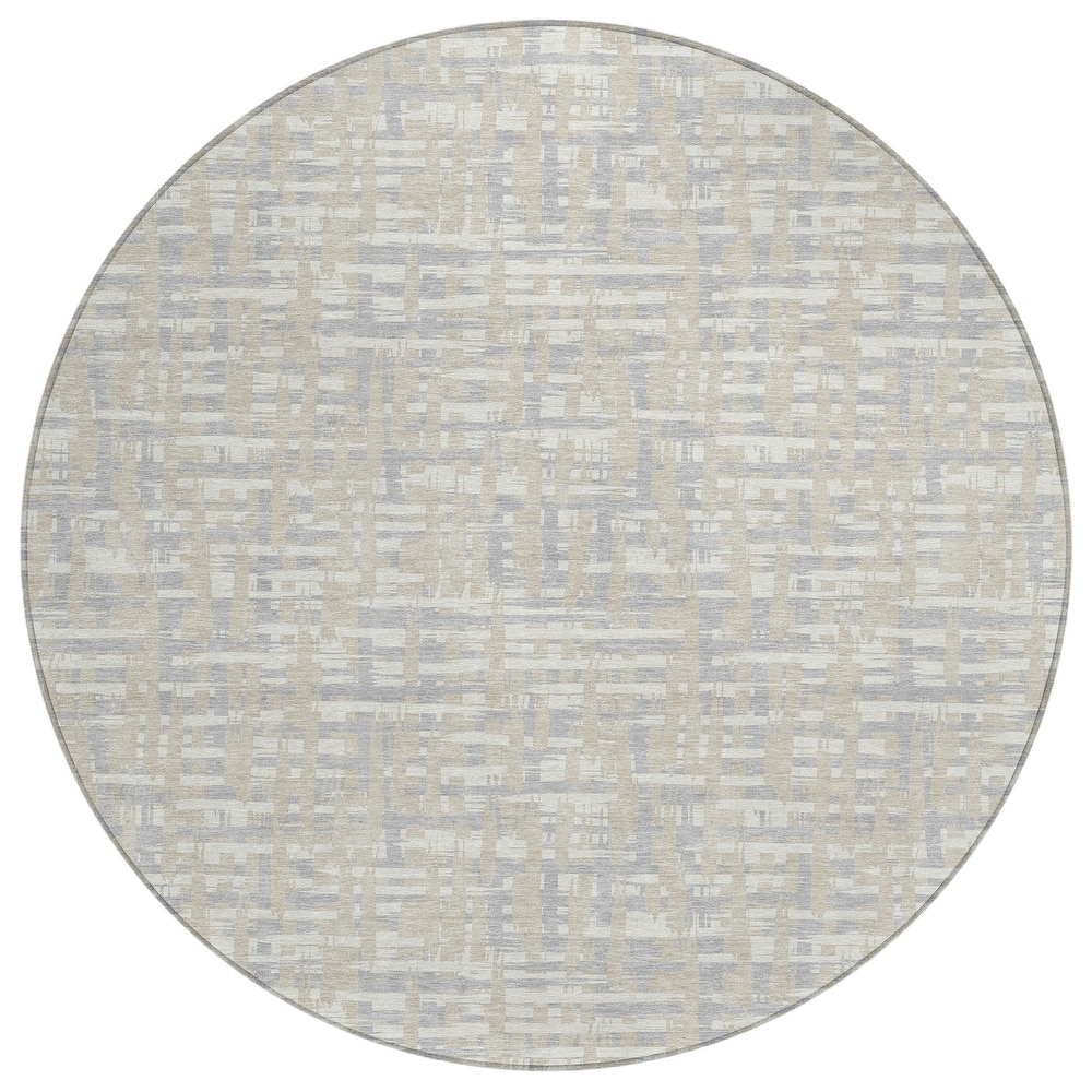Machine Washable Indoor/ Outdoor Modern Crosshatch Chantille Rug