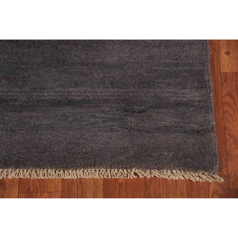 Gray Gabbeh Oriental Area Rug Hand-Knotted Wool Carpet - 6'11" x 9'5"