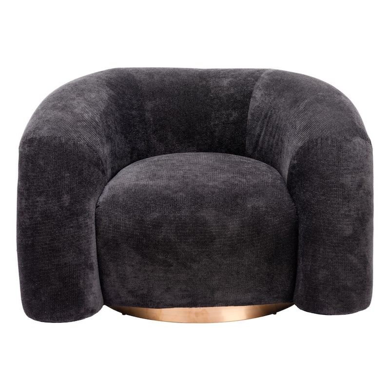 HomeRoots 37" Black And Gold Faux Shearling And Upholstered Arm Chair - 37' X '23.6' X '33