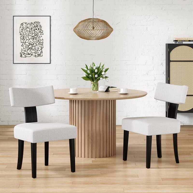 Upholstered Armless Dining Table Chairs Set of 2 with Hardwood Frame Curved Backrest for Kitchen Room