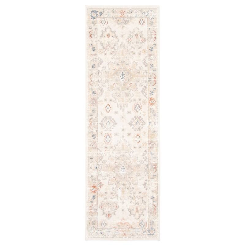 ECARPETGALLERY Machine Woven Rococo Ivory Area Rug - Ivory - 2'8 x 8'2 - Runner