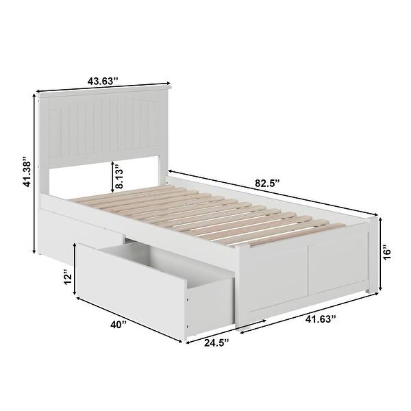 dimension image slide 1 of 11, Nantucket Platform Bed with Footboard and Storage Drawers