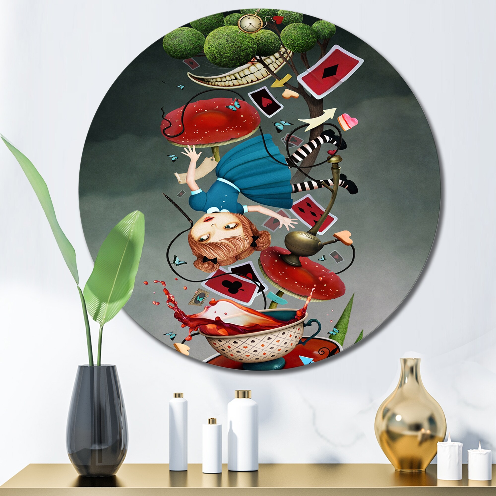 Designart 'Alice In Wonderland Falling In The Rabbit Hole