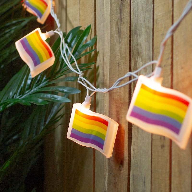 10-Count Clear Pride Flag Novelty String Light Set 7.5ft White Wire