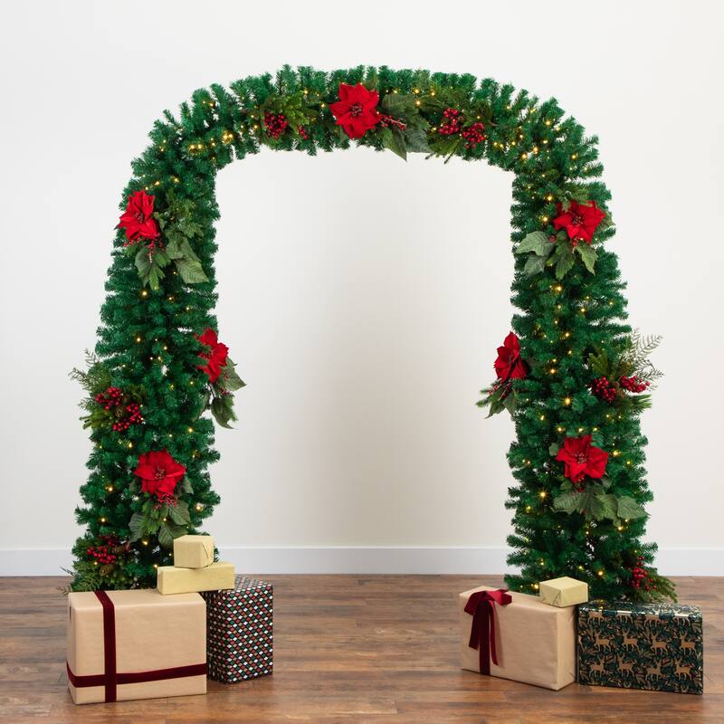 Pre-lit Pine Archway Artificial Christmas Tree - 8’ - Warm White LED Lights - 8 Foot
