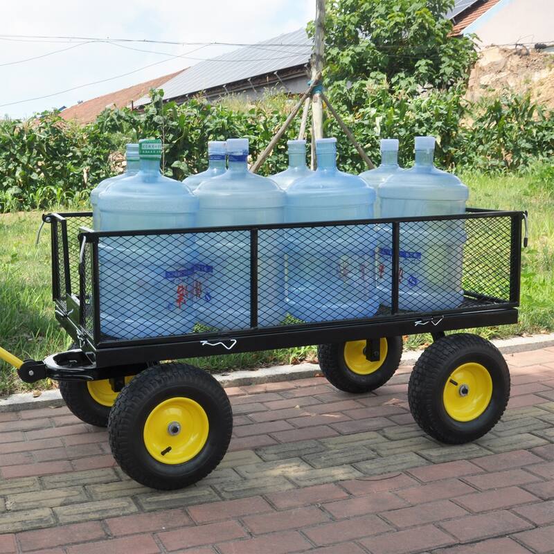 Anmytek Heavy Duty Steel Mesh Utility Wagon with Removable Sides 880 lbs Capacity Garden Cart