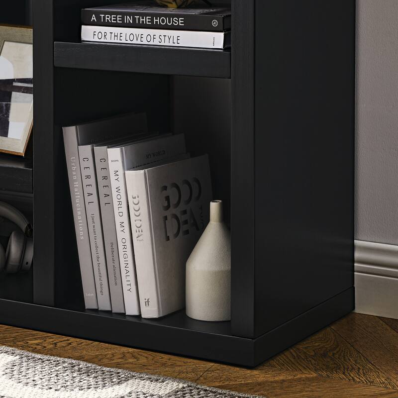 Open Wooden Open Shelf Bookcase, Freestanding Display Storage Cabinet with 7 Cube Storage Spaces