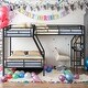 preview thumbnail 1 of 8, Twin over Full Metal Bunk Bed with a Twin Size Loft Bed attached, with Built-in Desk&Slide,Space-Saving Loft Bed for 3,Black Black - Twin