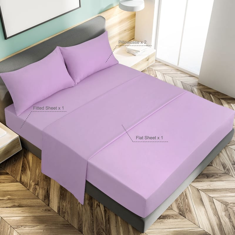 Solid 4 Piece Bed Sheet Set 110gsm Polyester Microfiber