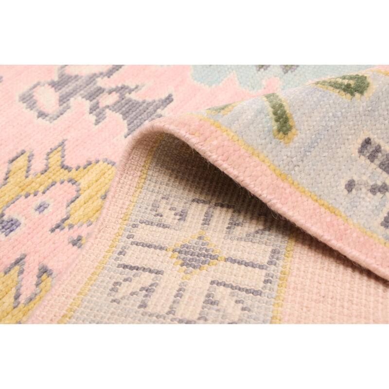 ECARPETGALLERY Hand-knotted Modern Oushak Pink Wool Rug - 3'2 x 12'2