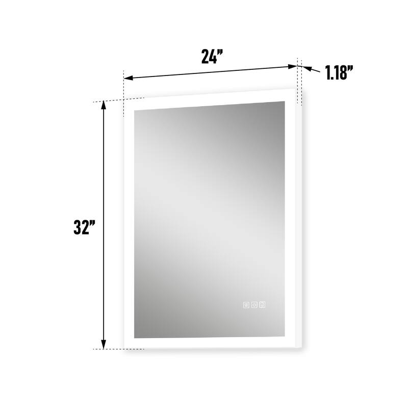 Wall Mounted Bathroom Frameless With Back/Front Light LED Mirror,Anti-fog