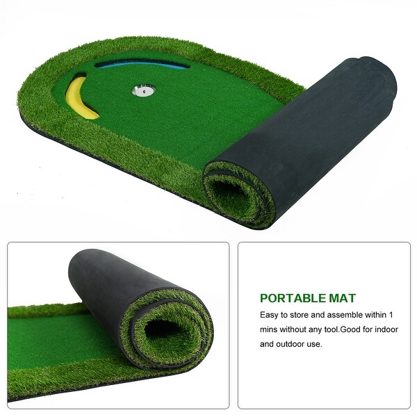 118x40 inch Golf Putting Green Mat with 2 colorful bunker - Bed