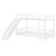 preview thumbnail 4 of 18, White Twin over Twin Size Metal Bunk Bed with Slide and Guardrails for Kids