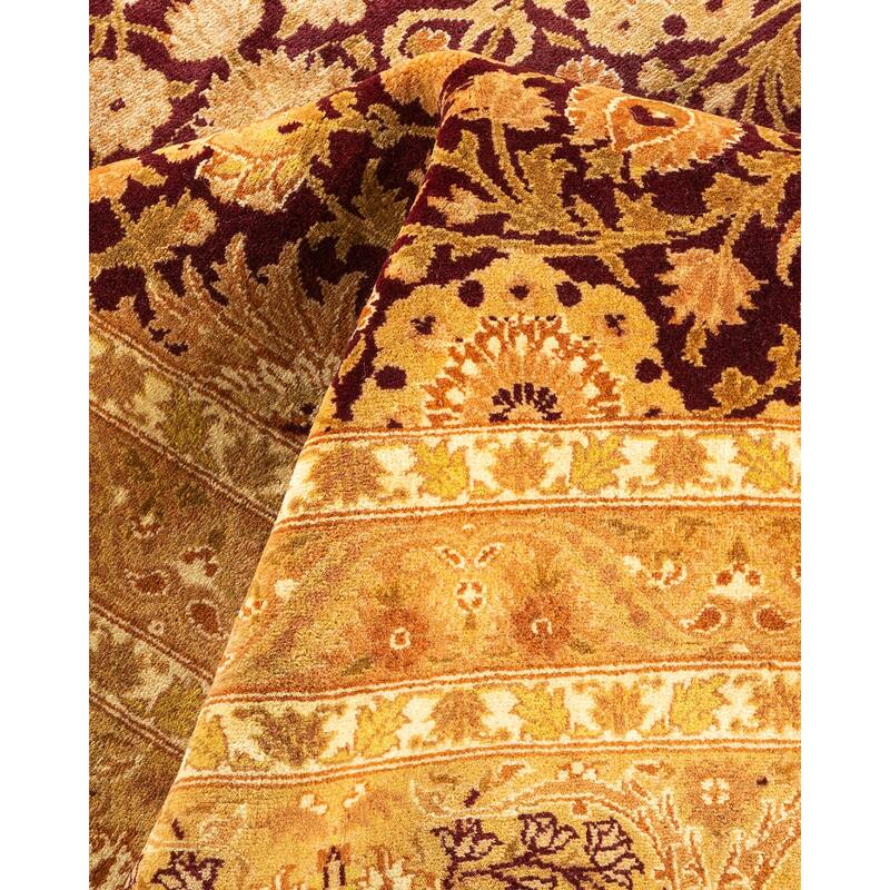 Overton Hand Knotted Wool Vintage Inspired Traditional Mogul Red Runner Rug
