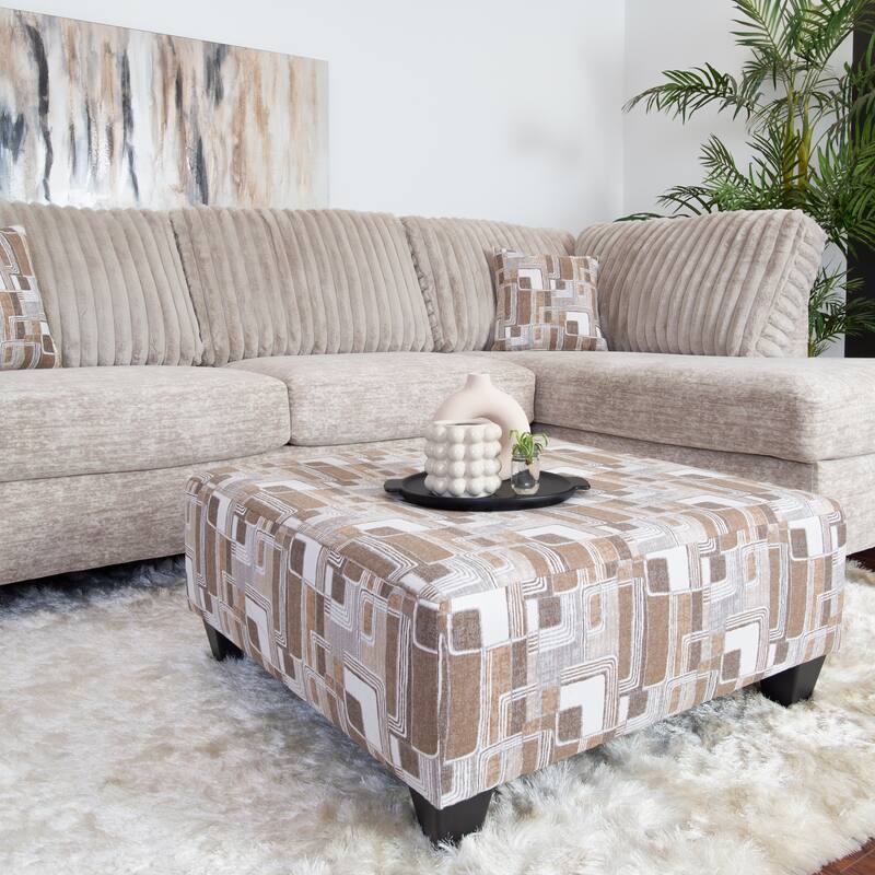 Roundhill Nexus 2-PC Living Room Set, L-shape Sectional and Accent Ottoman