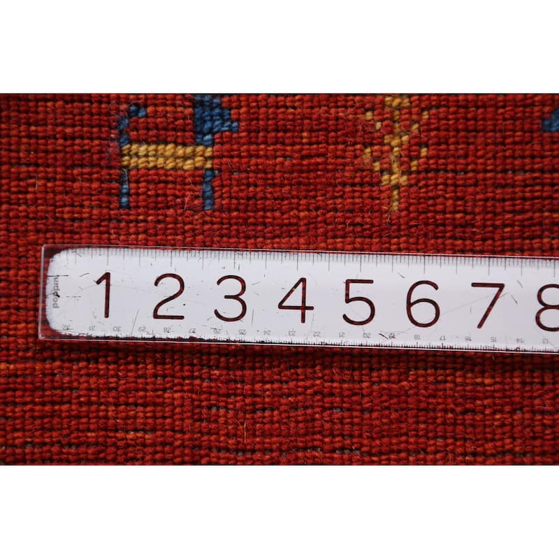 Tribal Orange Gabbeh Indian Rug Hand-Knotted Wool Carpet - 4'0" x 5'10"